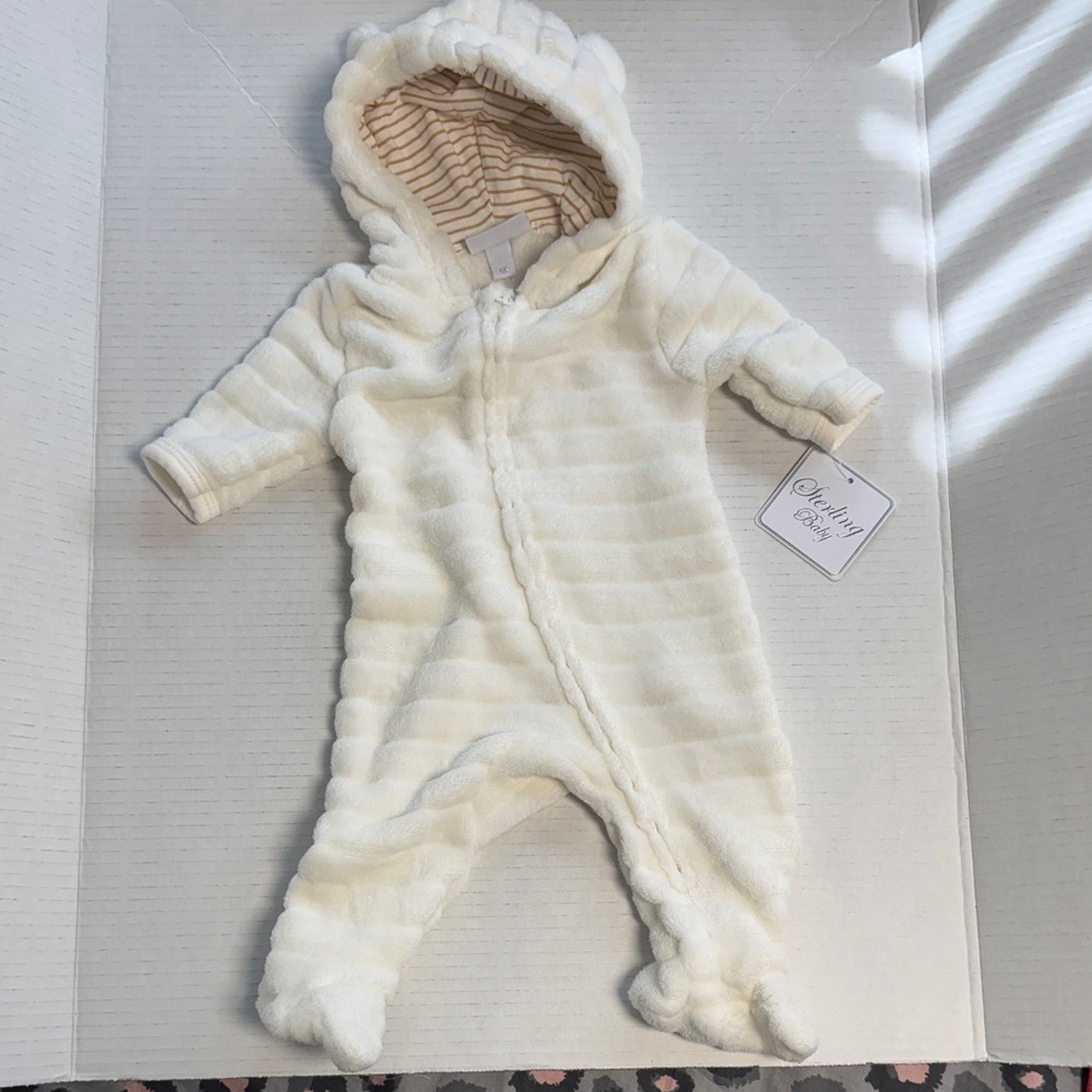 Cozy Striped Cream Kids Footie